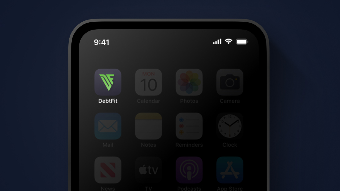 DebtFit app icon on iPhone home screen