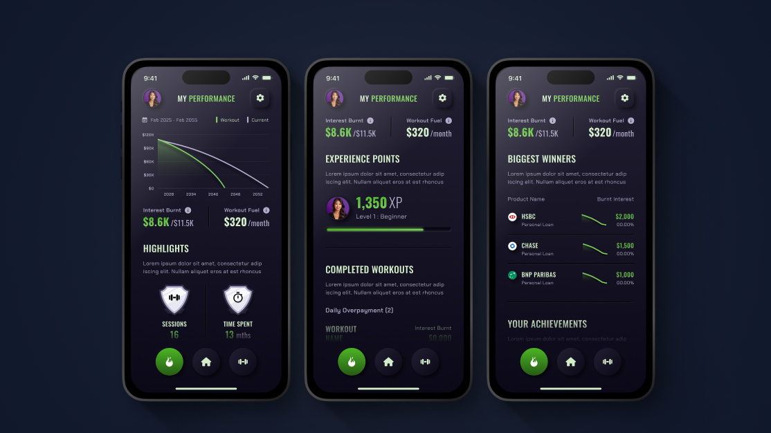 Performance screens — highlights, XP, biggest winners