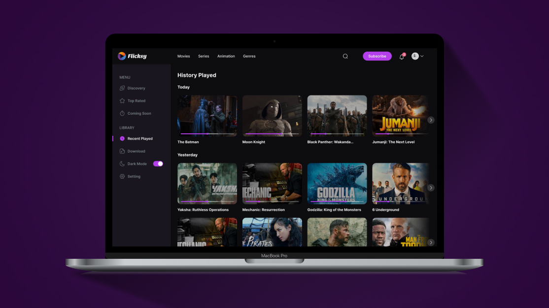 Playback interface — full-screen controls